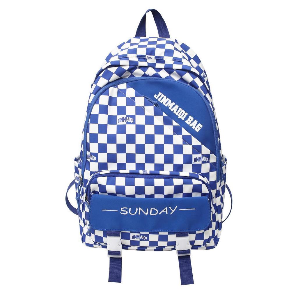 Koreanischer Schachbrett-Rucksack: Große Kapazität & Leichtgewicht für Junior High School Schüler