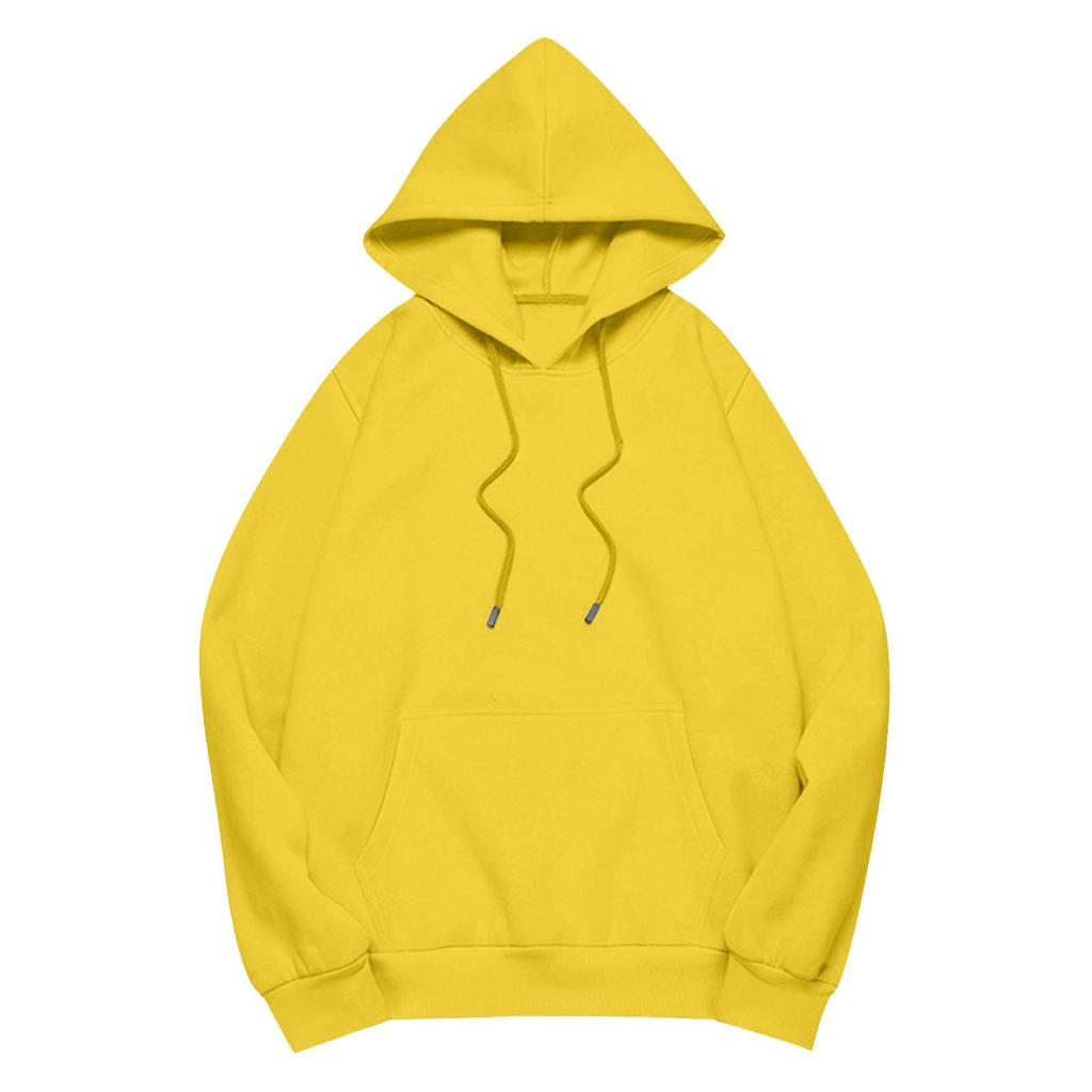 Women Solid Color Pullover Hoodie Long Sleeve Drawstring Pocket Oversized Casual Street Sweatshirt 2026 Fall Winter Top