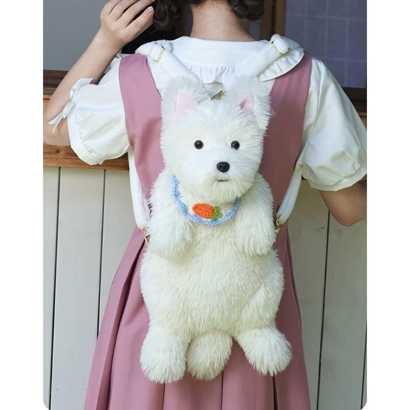 West Highland White Terrier Dog Doll Backpack Cute Girl Decorated Bags Shoulder