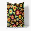 Vibrant Retro 60S Flower Print Fleece Blanket Small Throw Soft Cozy Decorative Bed Blanket Gift