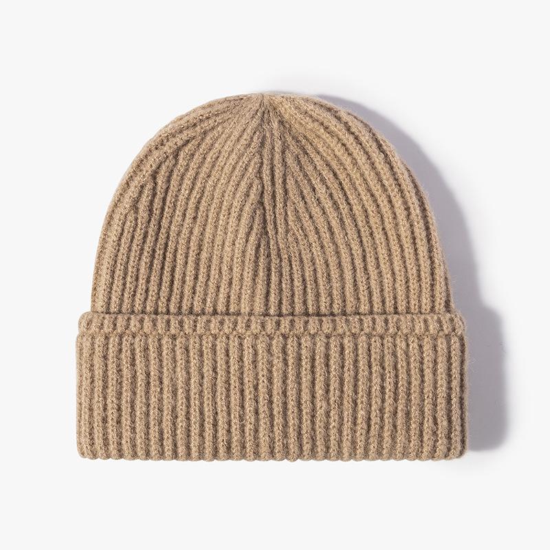 Cross-Border Soft Double Layer Pullover Bare Plate Knitted Warm Dome Hat Acrylic Beanie