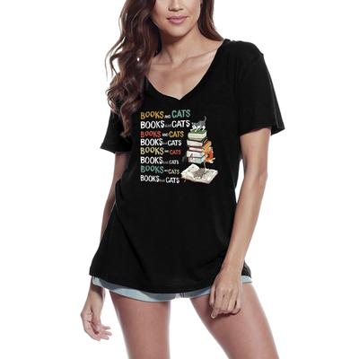 Women's T-Shirt Books and Cats - Kitten Book Lover Tee Shirt