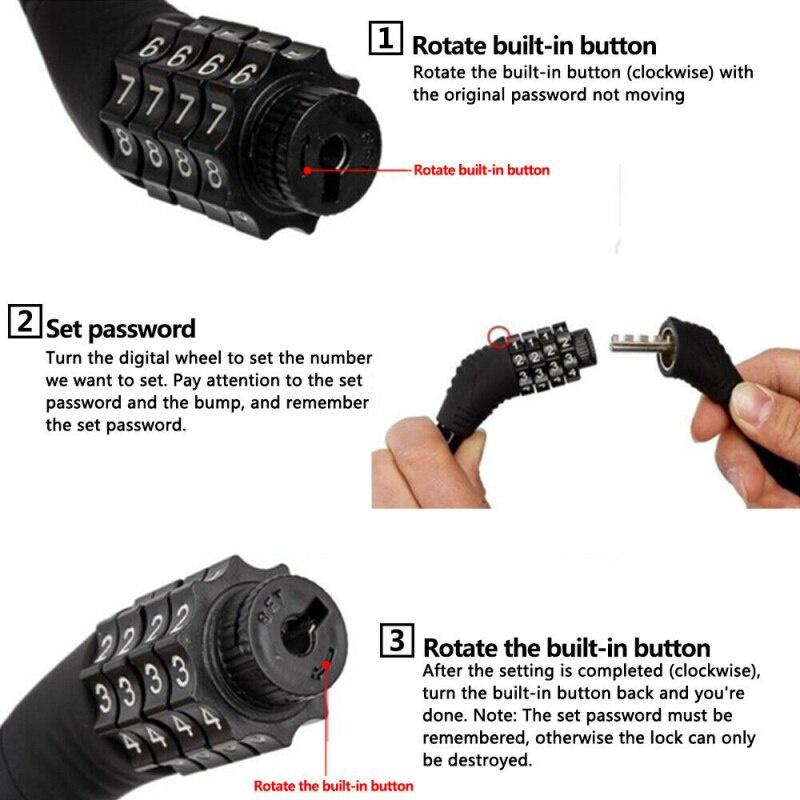 Bicycle Lock 4-digit Password Combination Bicycle Security Lock MTB Anti-theft Lock for Bicycle Equipment