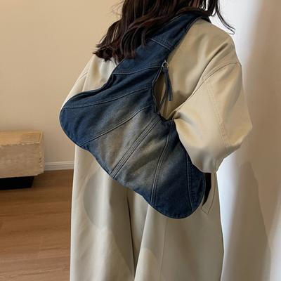 Leisure Denim Handbag for Women's  New Fashion Single Shoulder Large Capacity Korean Retro Commute Underarm Bags