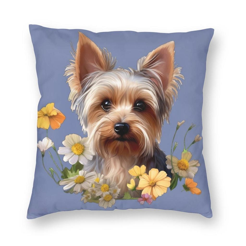 Yorkie Terrier Dog Cute Pillowcase Printed Polyester Cushion Cover Decor Pillow Case Cover Home Square cm