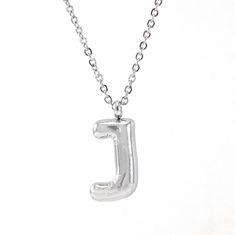Fashionable Plump Stainless Steel Alphabet Necklace For Women