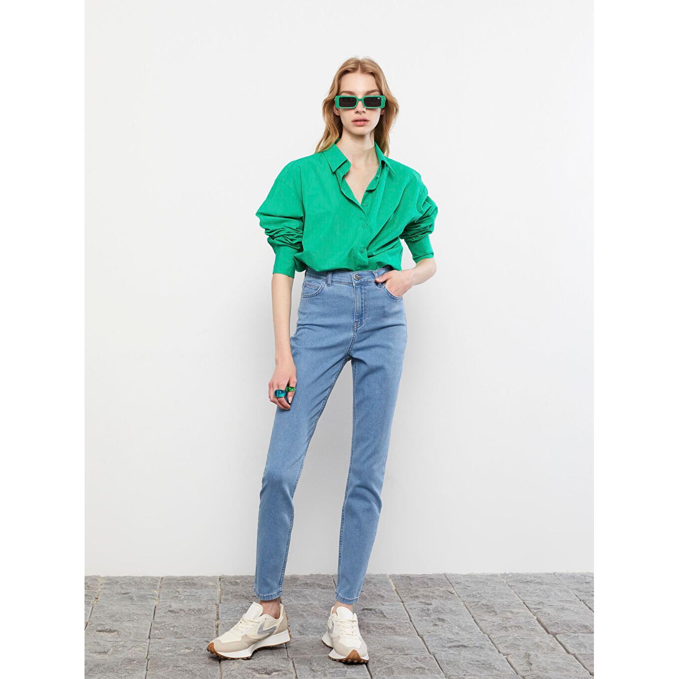 

Женские джинсы скинни Rodeo с прямыми карманами цвета индиго