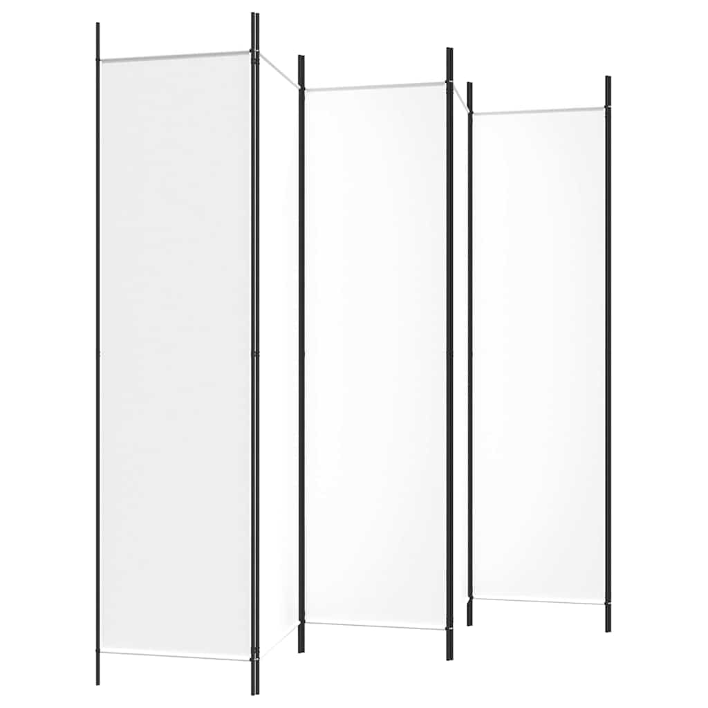 6 Panel Room Divider White 300x200 Cm Fabric