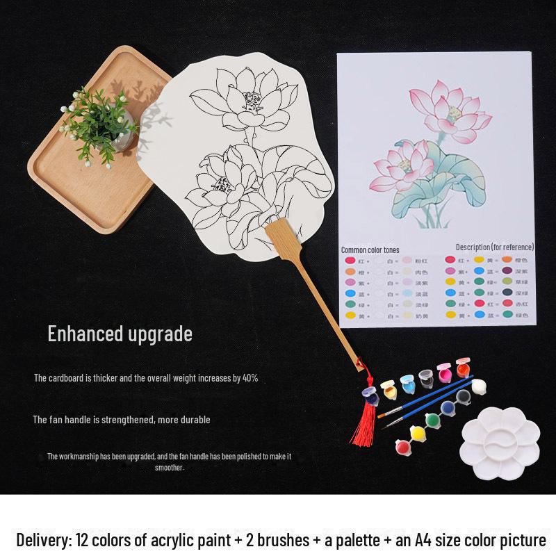 

Круглый веер из утолщенной рисовой бумаги для китайской акварели и каллиграфии: Набор для самостоятельной рисования тушью