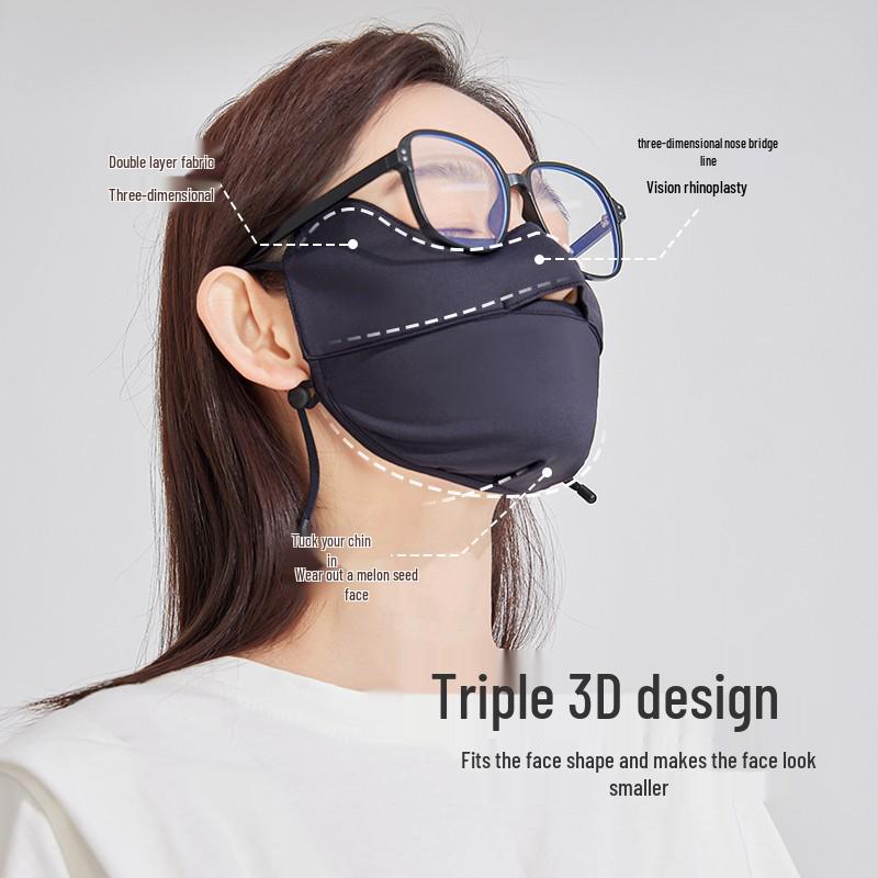 Women's Summer Ice Silk UV Protection Face Mask - Breathable, Full Coverage for Cycling and Outdoor Activities.