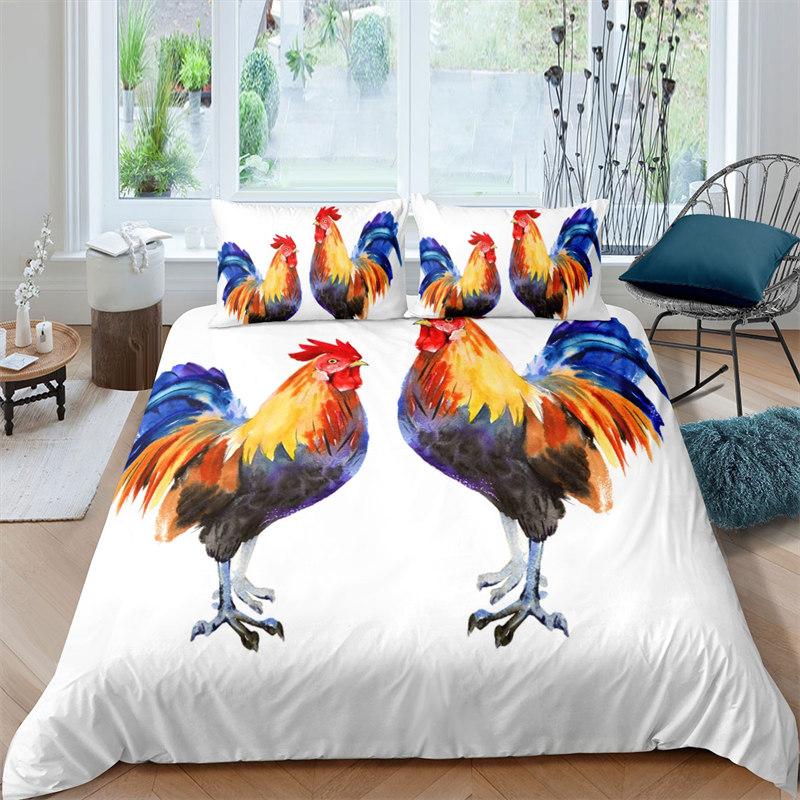 Cute Chicken Duvet Cover Farmhouse Animals Bedding Set 3D Print Comforter Cover King Full Twin For Girls Boys Teens Room Decor