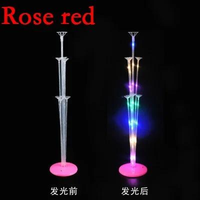 1Set Led Licht Ballon Ständer Halter Kinder Geburtstag Weihnachten Party Ballon Stick Hochzeit Decor Luftballons Dekoration 8.5inch rosenrot