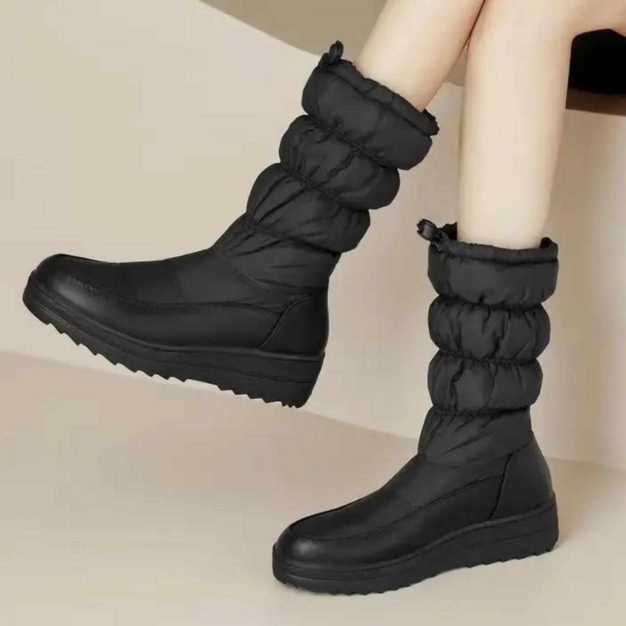 

Черные Синие Морозные Зимние Снежные Ботинки Женские Водонепроницаемые Ботильоны 2024 На Шнурке Теплые Плюшевые Уличные Ботинки на Танкетке 35 чёрный