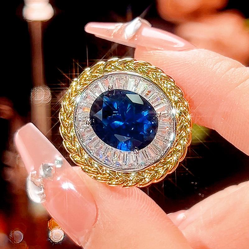 Jewelry Simulation Red Corundum Blue Spinel Jewelry Light Luxury Set 12 * 16-10 * 12