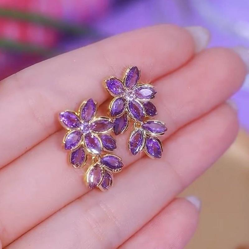 2025 Korean Style Zirconia Flower Tassel Earrings: Elegant High-End Light Luxury for Trendy Women