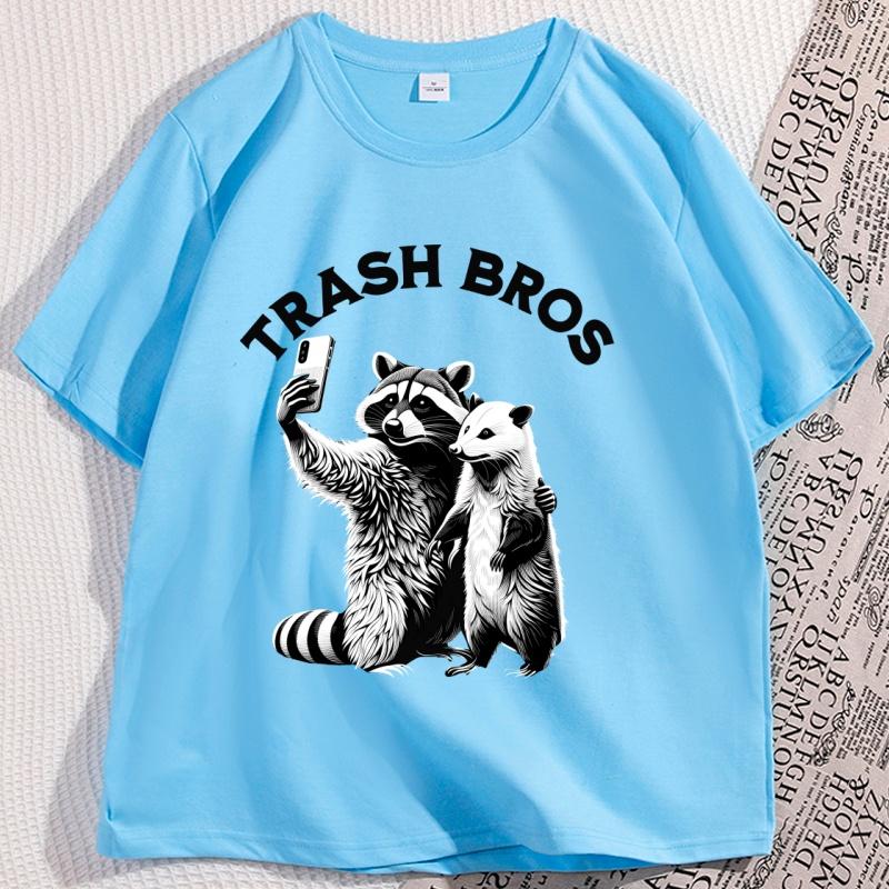 

Opossum Racoon Trash Bros Selfie T Shirt Funny Meme Possum Graphic Tees Casual Shortsleeve Cotton TShirt Mens Clothes 4XL