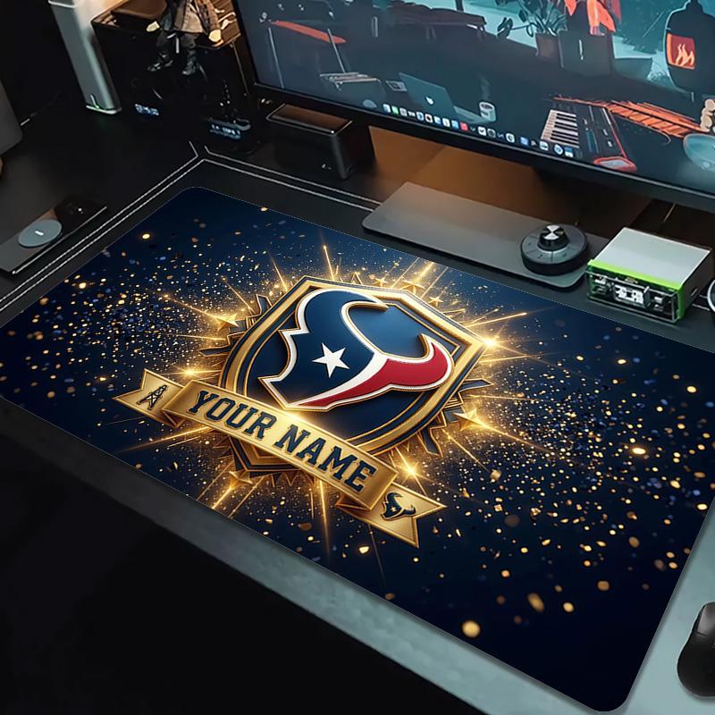 Houston Texans Druck Kissen Rutschfest Laptop Tablet Großes Mauspadd XXL Matte Mini-PC Spielmatte Mit Verriegeltem Rand