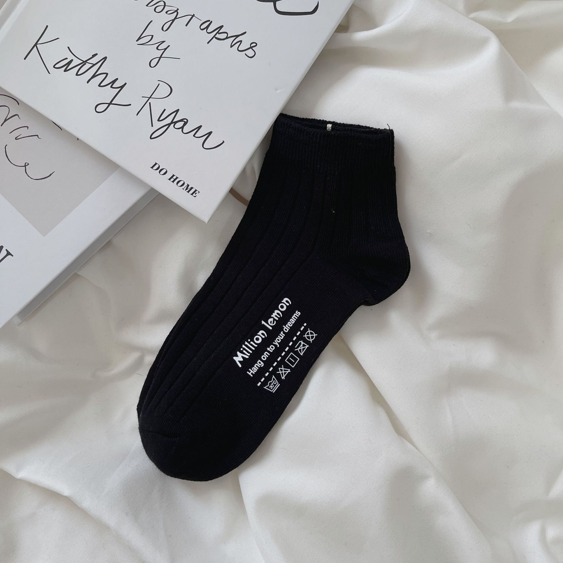 

22 Season Socks Men S Boat Socks Double Needle Cotton Men S Socks Short Solid Color Low-Top Basic Basic Versatile Style One size чорний