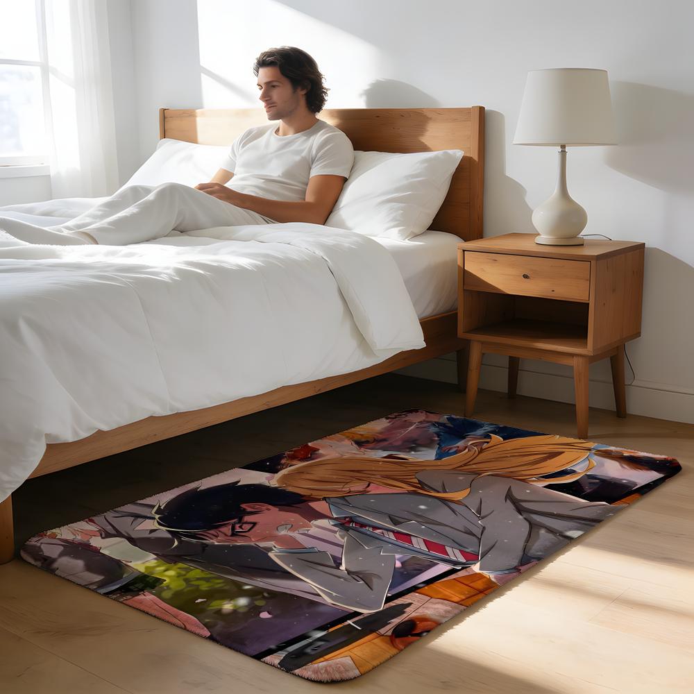 Floor Mat Soft Flannel Rug Non-Slip Absorbent Mat for Bathroom Bedroom Home Decor Anime A-Your Lie in April