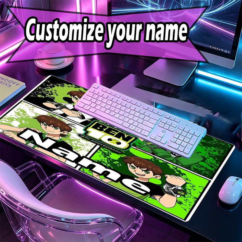 Custom Name Personalized Ben 10 Cartoon Pattern Mousepad, Laptop PC Desk Mat, Decorative Desk Mat for Home Keyboard Pad Gift