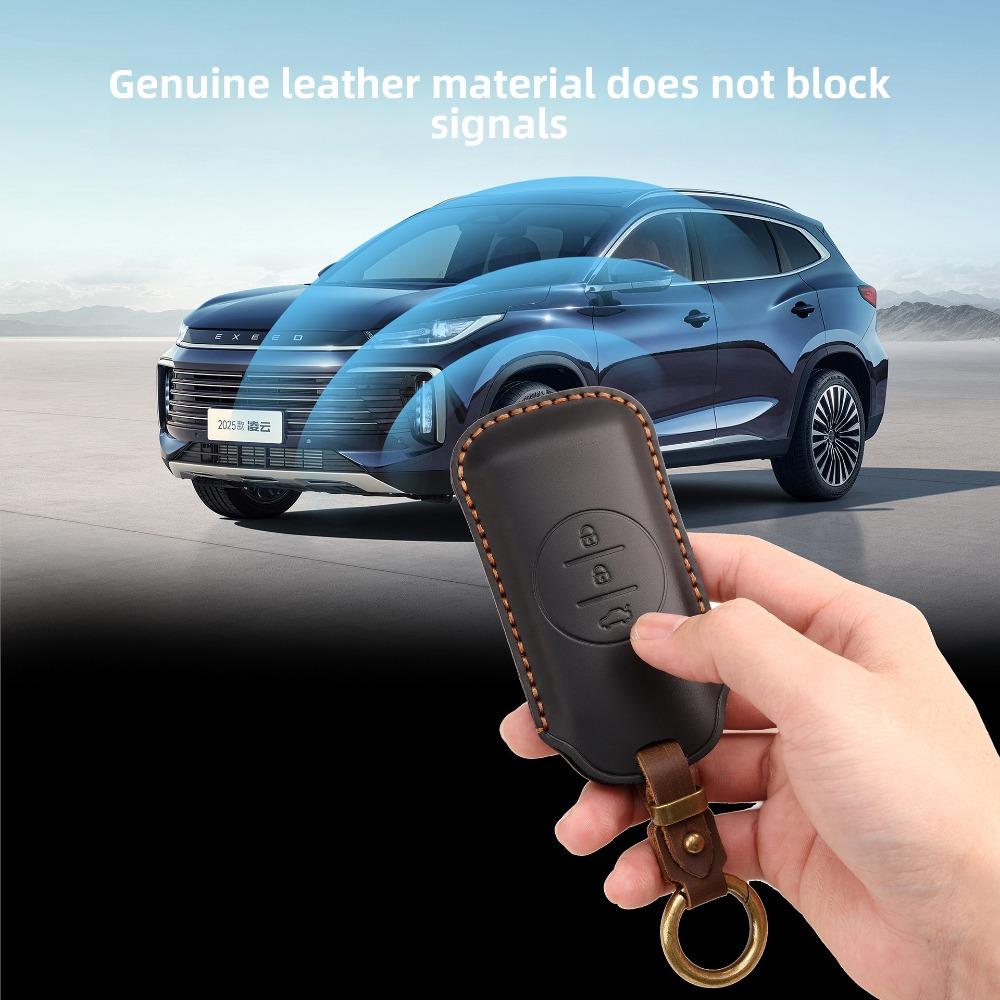 Vintage Leather Key Cover for Chery Tiggo 7 Exeed Custom Handmade Key Case Shell Holder