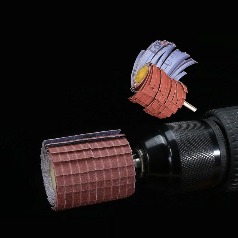 6mm Shank 80 120 150-400 Grit Sanding Cloth Wheel Wood Metal Abrasive Grinding Head Derusting Buffing Polishing Curved Surface