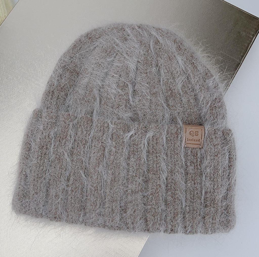 Women'S Big Size Rabbit Fur Blended Beanie Winter Hat Soft Thick Ear Protection Windproof Baggy Knit Cap For Outdoor