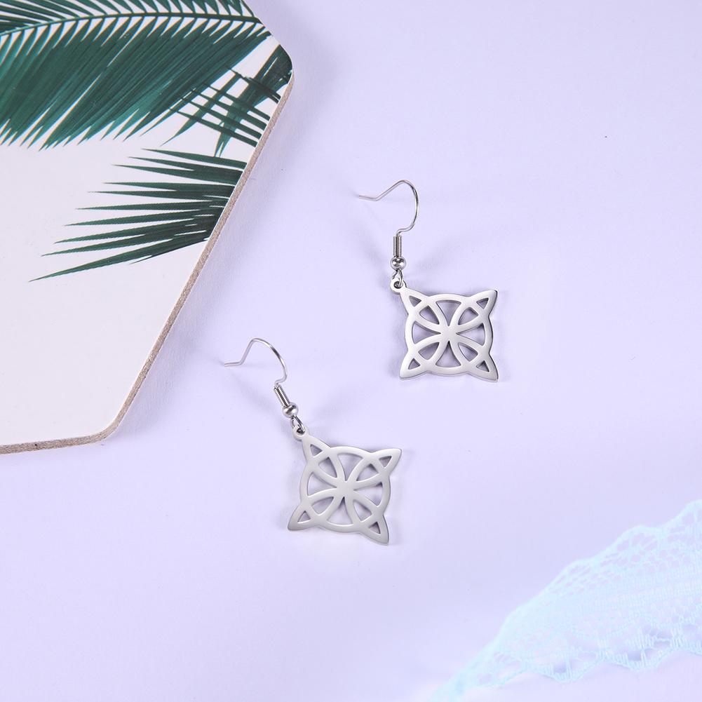 Witch 'S Knot Drop Earrings Brighid Heart Cross Celtics Knot Hollow Dangle Earrings Gift For Women Golden Stainless Steel Jewelry