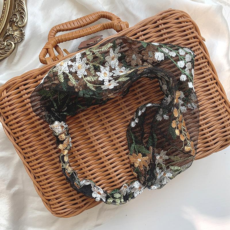 Embroidered Mesh Wide Headband With Exquisite Floral Embroidery And Soft Breathable Fabric Perfect For Bridal Events Daily Wear