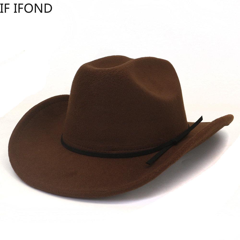 Winter Herbst Western Cowboy Hut Für Frauen Männer 8CM Birm Gentleman Jazz Caps Cowgirl Kirche Hüte sombreros de vaquero