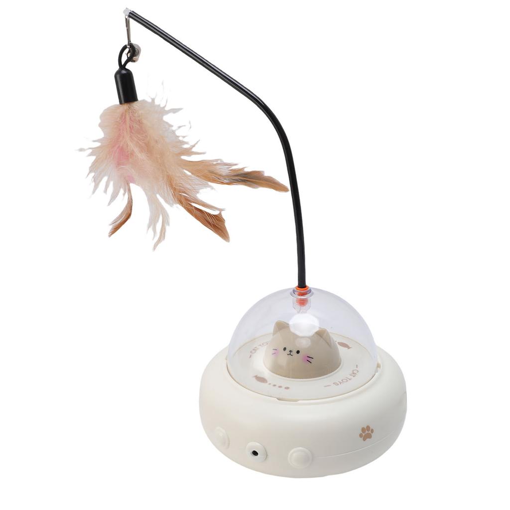 Automatic Interactive Cat Toy with Feather Wand Relieve Boredom Smart Sensing Electric Teasing Cat Toy for Indoor