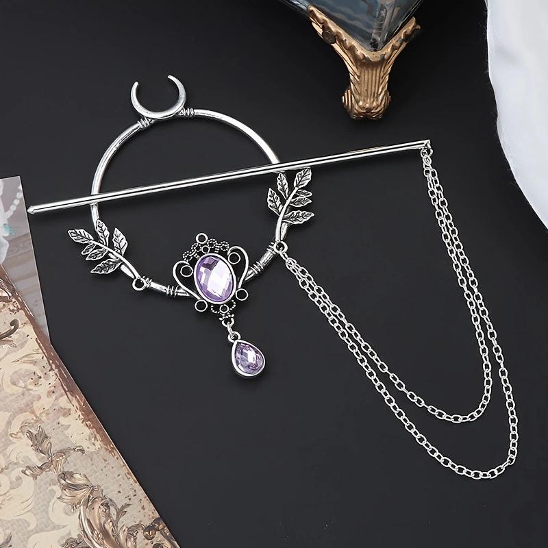 

Викингская Колдунья Украшение Лист Кристалл Заколка для Волос Фея Ретро Аксессуары для Волос фиолетовый