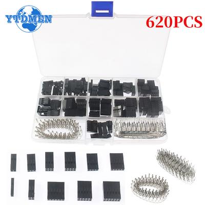 620PCS Dupont Connector 2.54mm Dupont Cable Jumper Wire Pin Header Housing Kit, Male Crimp Pins+Female Pin Terminal Connectors