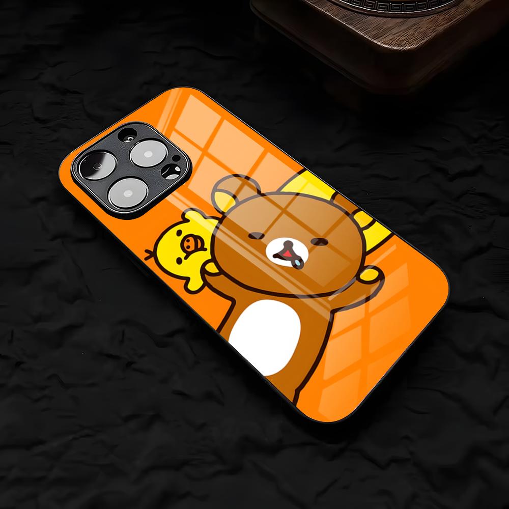 Cute R-RilakkumaS Phone Case For IPhone 17 Air 16 E Pro Max 15 14 13 Mini 12 Pro 11 Max Plus Black Glass Cover