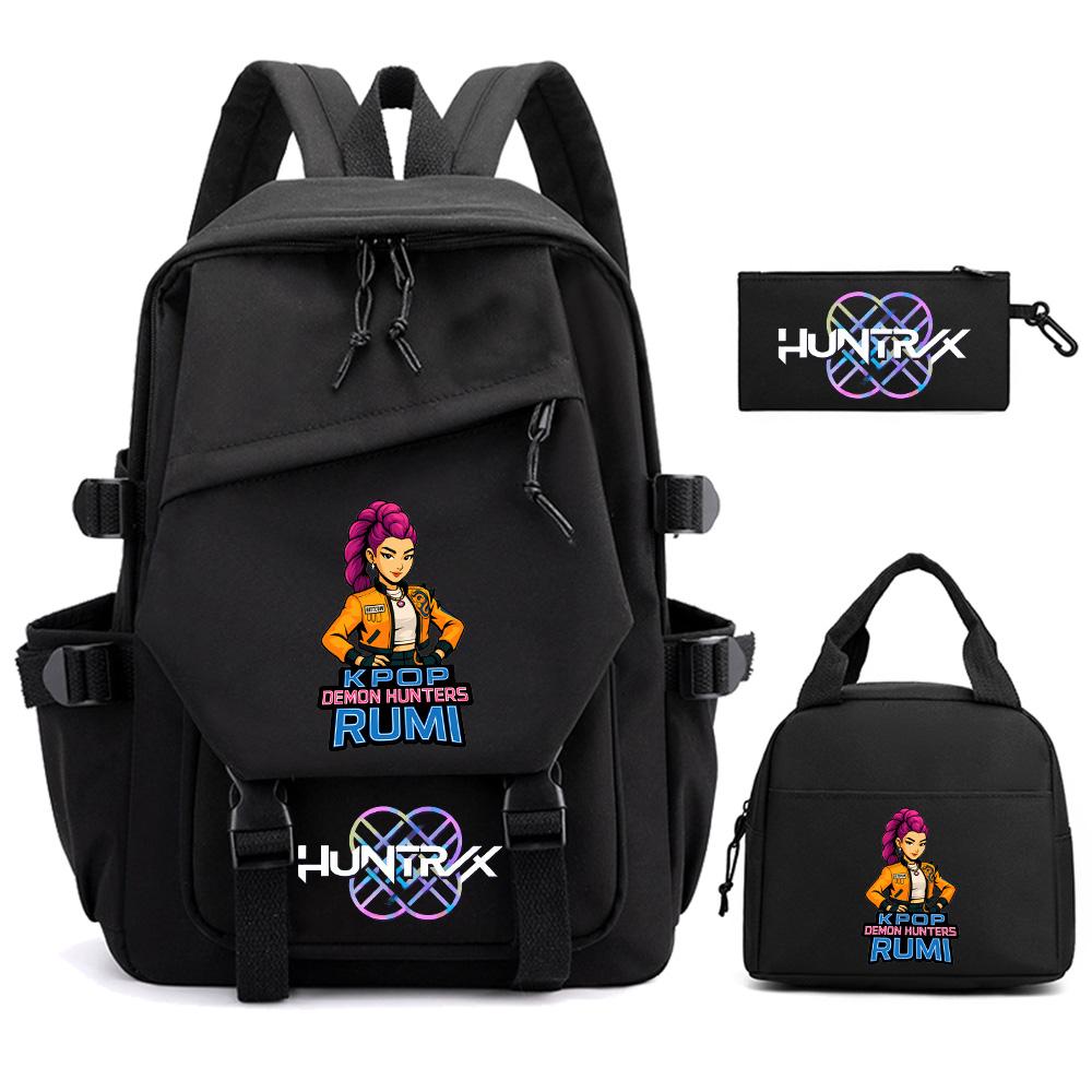 3Pcs/set K-pop Demon Hunters Printed Backpack for Teenger Boy Girl Large Capacity Schoolbag Children Student Bookbag Women Waterproof Travel Bag