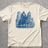 Medieval Cat KnighMens Kids T Shirt, Vintage Fantasy Graphic, Funny Castle Rider Meme Tee