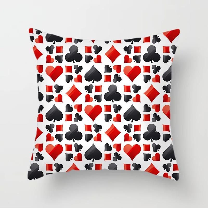 Juste de coussin carrée avec motif de poker, décoration de luxe pour la maison, accessoires magiques, cœur noir, bureau, canapé, voiture