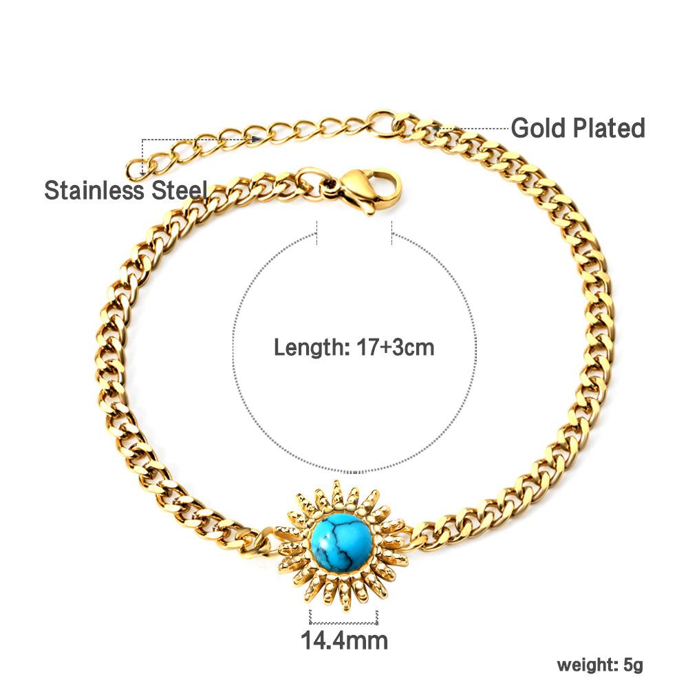 Vintage Fashion Colorful Zircon Sun Bracelet Light Luxury Gold Hand Jewelry