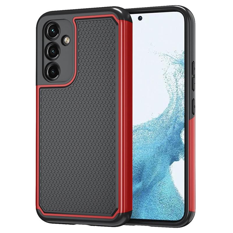 

For Samsung Galaxy A54 5G Case Football Texture PC+TPU Drop-proof Phone Cover Black+Red