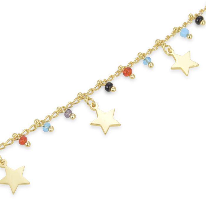 Bracelet - Beos - Argent 925 - Quartz Hydrothermal Multicolore - Or Jaune 18K - 18 Cm