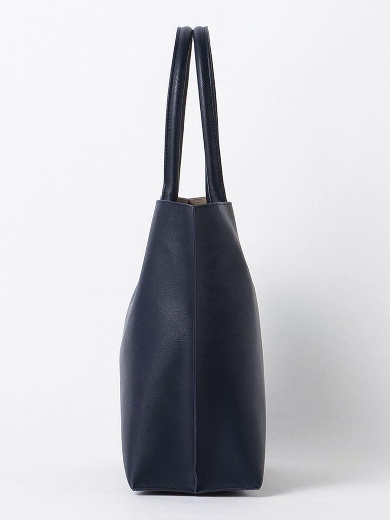 [Beams Heart] Canvas Bag Faux Leather Tote Bag Men's NAVY FREE