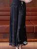 Women's Summer Chiffon Wide-Leg Culottes: High-Waisted, Split, Loose, Slimming, Nine-Tenths Length.