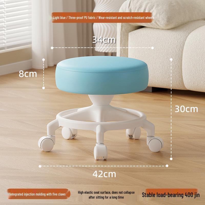 Universal Round Wheeled Stool: Anti-Tip Low Chair with Casters, Modern Design, Reinforced for Adults.