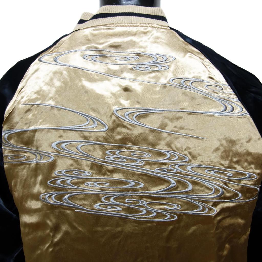 Karakuri Damashii Sukajan Japanese Pattern 233067 [Karakuri Tamashii] Men's (LL(XL), Black)