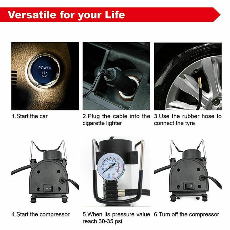 Portable Heavy Duty 12V 150PSI Air Compressor Pump Car Truck Tire Inflator for Bike