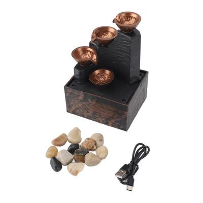 USB Tafelblad Waterfontein Rijkdom Aantrekkende Feng Shui Stromend Water Ornamenten Ambachten Met LED