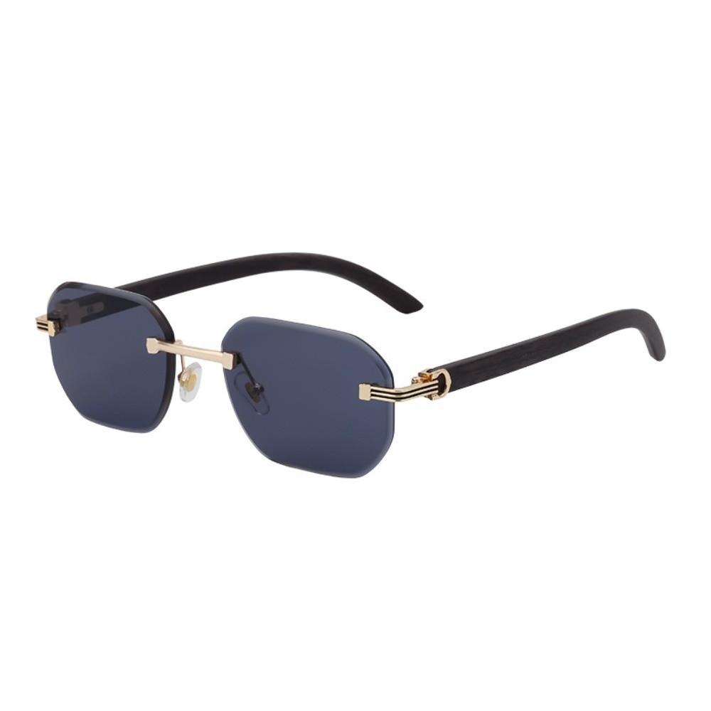 Wood-grain Glasses Temple Frameless Sunglasses Multicolor Men UV400 Eyewear  Unisex