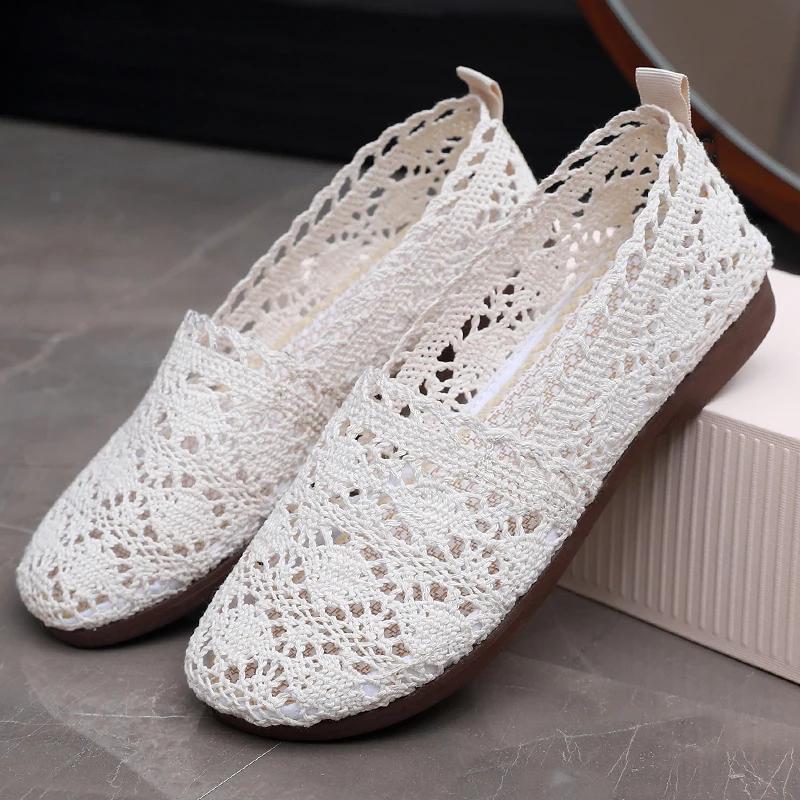 Fashion women's shoes  casual sneaker Lace Mesh Hollow Out Fashion Trendy Elegant Comfortable Flat women's summer shoes