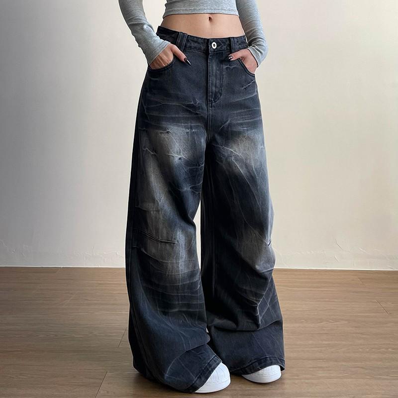 Trendige amerikanische Distressed Wide-Leg Jeans für Männer & Frauen