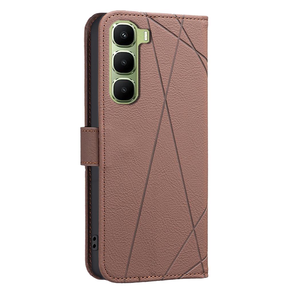 For Infinix Hot 60 Pro 4G Case BINFEN COLOR BF35 Geometry Imprinted Leather Phone Cover RFID Blocking Wallet Stand